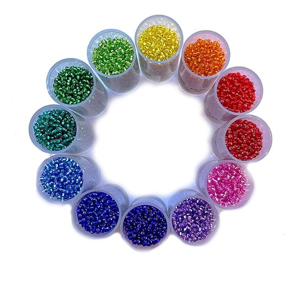 12 Colour Rainbow Silver Lined Size 11 Seed Bead Palette