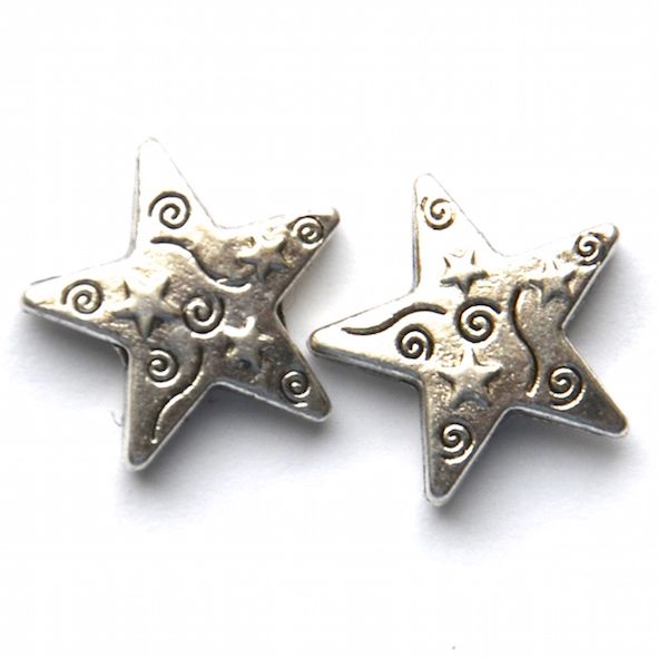MB906 14mm Decorated Silver Star Bead