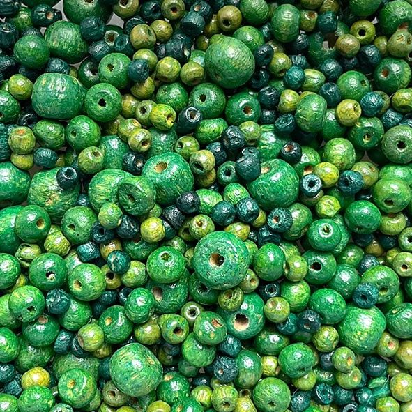 WD446 Asst Light Green Wooden Beads