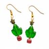Green leaf tree earrings